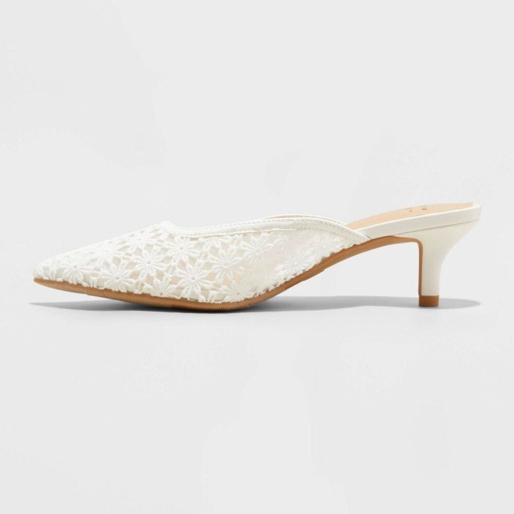 Open Box - A New Day - Women's Delilah Floral Embroidered Mule Off-White - Picture 2 of 4